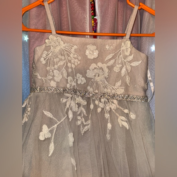 David’s Bridal sparkle organza flower girl dress with applique - Picture 5 of 9